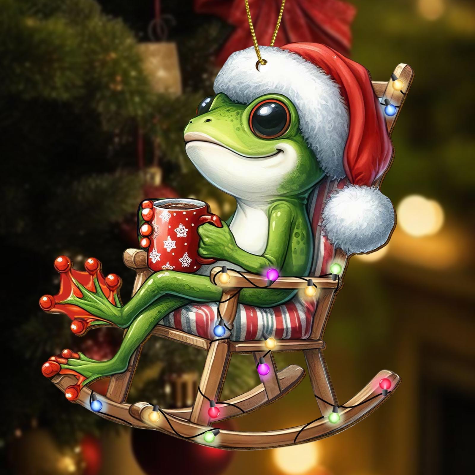 Discover Frog Christmas Ornament, Santa Frog Xmas Ornament, Cute Animal Christmas Tree Decoration, Xmas Meme Decor, Funny Holiday Gifts