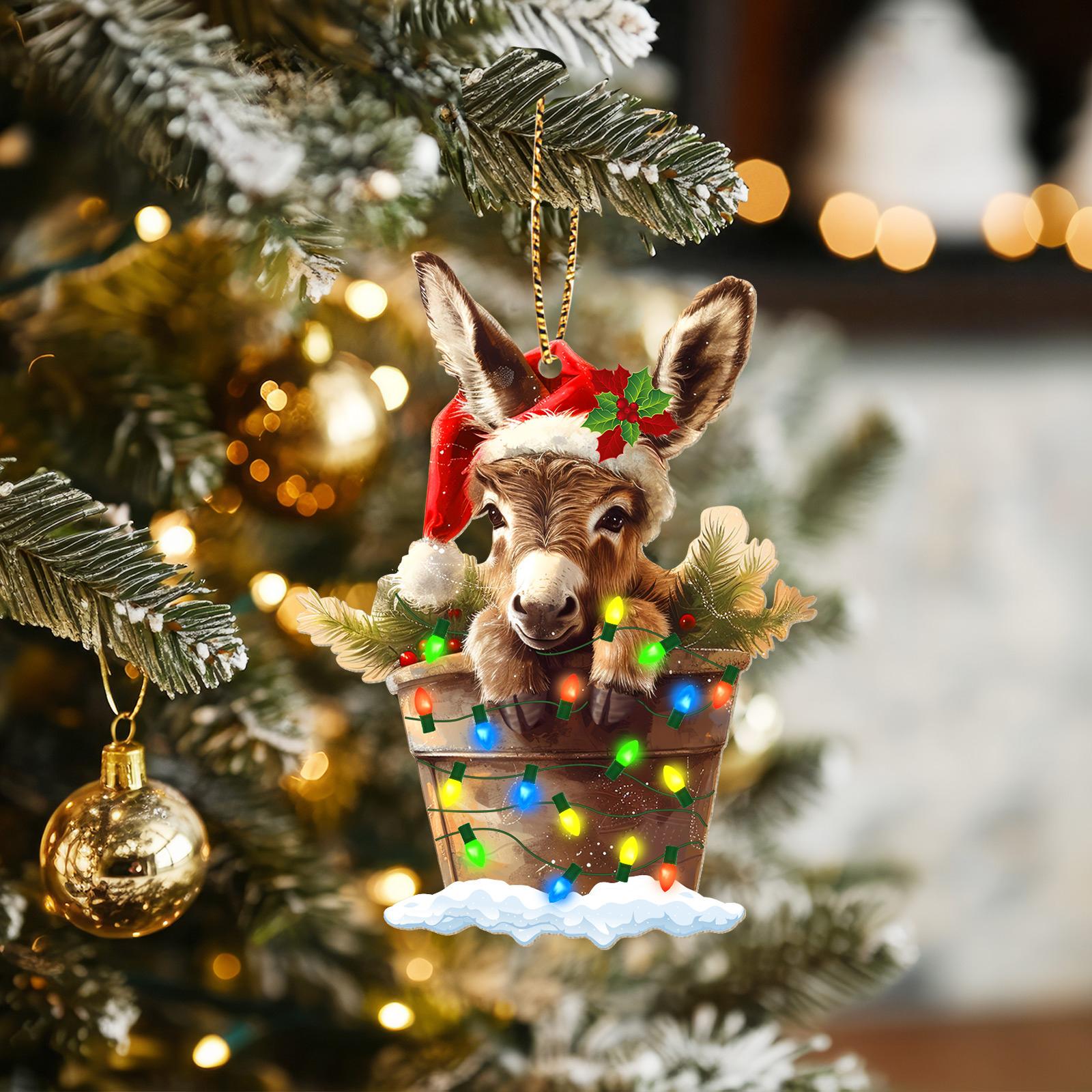 Discover Christmas Donkey Ornament, Funny Donkey In Bucket Christmas Ornament, Farm Animal Decor, Xmas Tree Decor, Christmas Gifts Idea