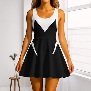 Spider Gwen Cosplay Skater Dress, Gwen Stacy Spidey Dress, Superhero Dress, Spider Cosplay Costume, Gift For Her, Costume Gift