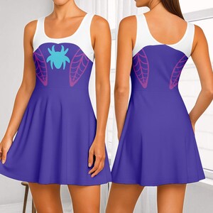 Spider Gwen Costume Skater Dress, Gwen Stacy Spider Dress, Disney Spider Gwen Women Dress, Superhero Dress, Halloween Gift For Her