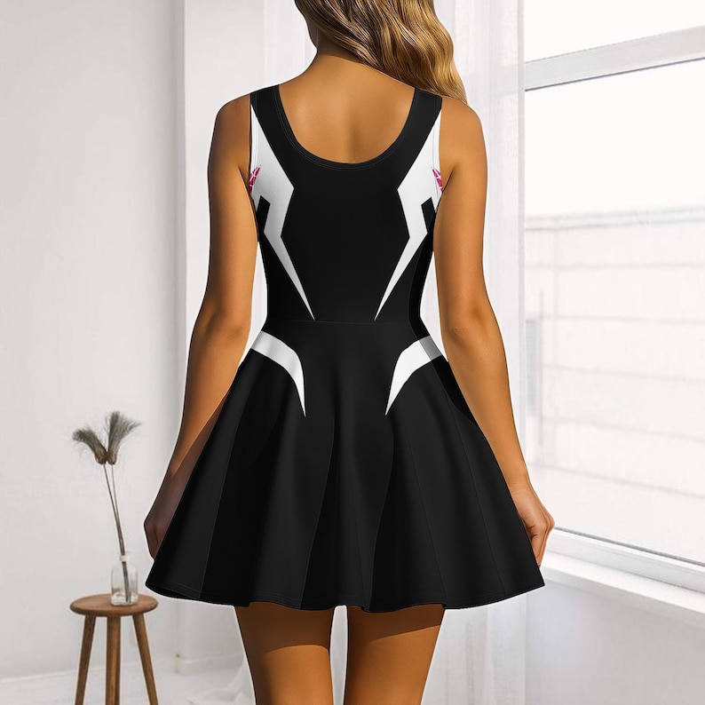 Spider Gwen Cosplay Skater Dress, Gwen Stacy Spidey Dress, Superhero Dress, Spider Cosplay Costume, Gift For Her, Costume Gift