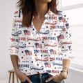 USA Anniversary Blouse Shirt, Semiquincentennial Tops Women, Retro American Flag 1776 Women Shirt, 4th of July Casual Shirt product logo