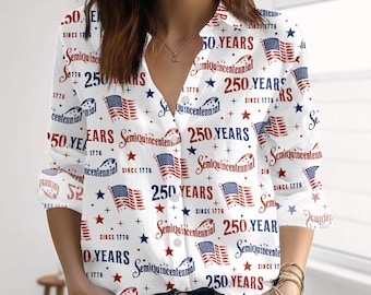 Blusa/Camisa del Aniversario de EE. UU., Blusas del Semiquincentenario para Mujer, Camisa Retro con la Bandera Americana 1776 para Mujer, Camisa Casual del 4 de Julio