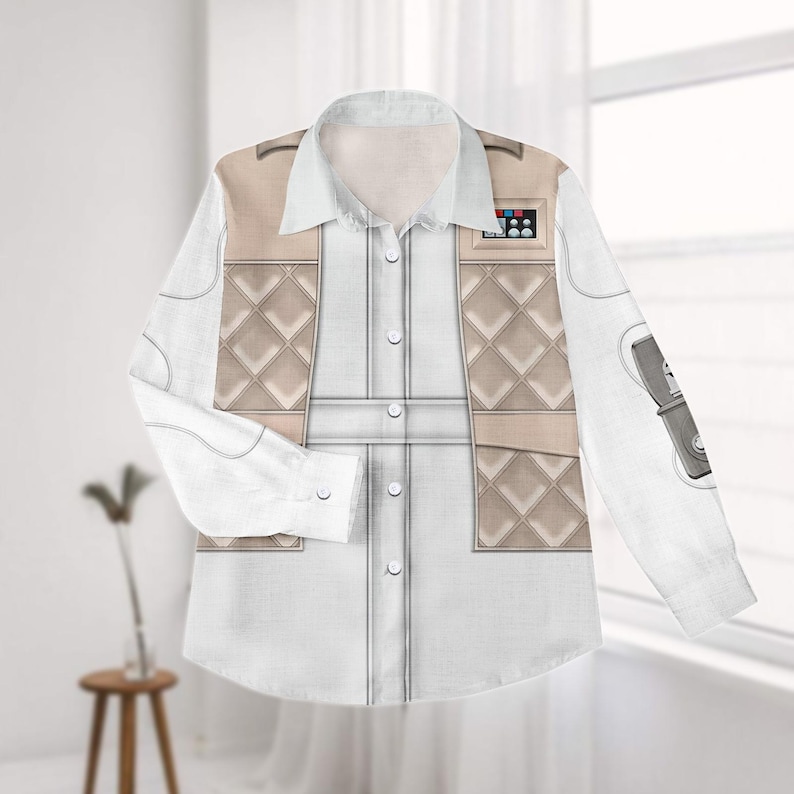 Leia Organa Cosplay Linen-Look Shirt, Star Wars Women Shirt, Princess Leia Blouse Shirt, Mandalorian Casual Shirt, Halloween Gifts