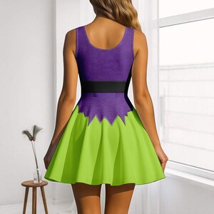 The Amazing Spider Man Green Goblin Costume Skater Dress, Goblin Cosplay Dress, Halloween Costume Dress Gift For Her, Halloween Gift