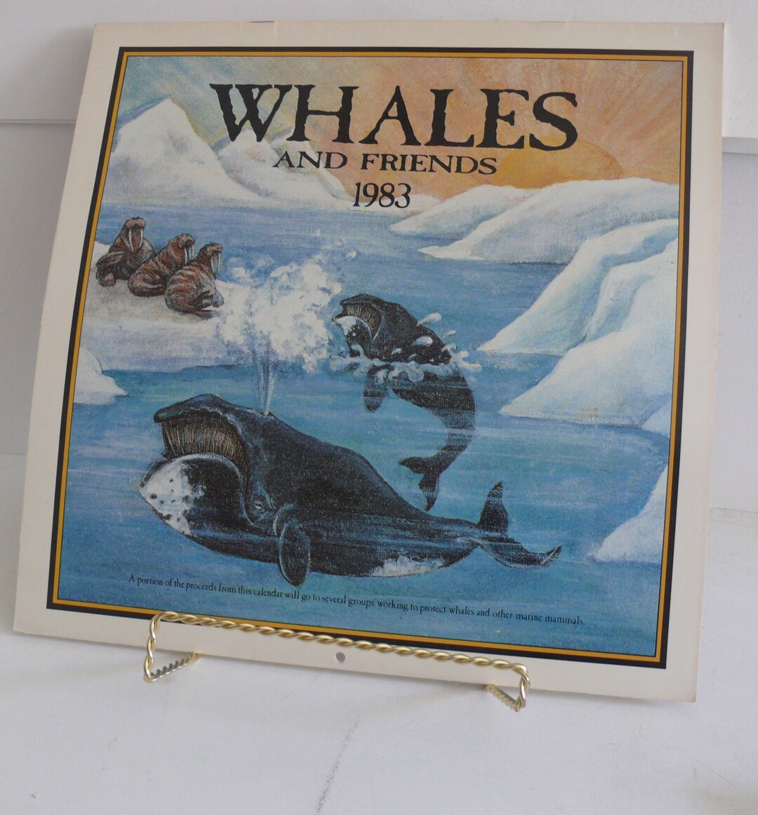 Whales 1983 Calendar Whales and Friends Frameable Artwork Jody