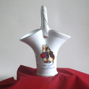 Peter Rabbit Beatrix Pottery Ceramic Basket Vase