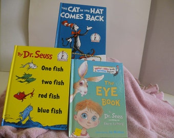 Dr Seuss - One Fish -The Eye Book - Cat in the Hat Comes Back - 1980's - Early Readers - HardCover