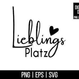 Op de afbeelding: Zwart-wit grafisch ontwerp met de tekst "Lieblings Platz" en een klein hartje.