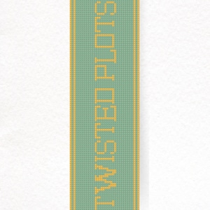 Może przedstawiać: Prostokątna zakładka do książki ze słowem "TWISTED" w żółtym, pionowym tekście na jasnym zielonym tle. Zakładka ma żółtą obwódkę i słowa "Instant Download" na dole.