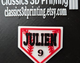 Home Plate Baseball Softball Bogg Bag Charm - 3D Printed - Personalized