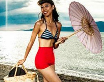 Retro Pinup High-Rise Bathingsuit - bikini bottoms only