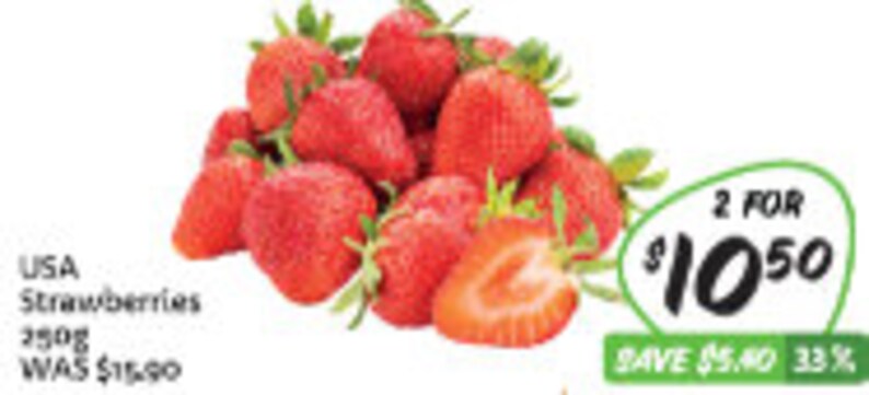 Pode incluir: Um close-up de um monte de morangos vermelhos. Os morangos s&atilde;o frescos e maduros, com folhas verdes ainda presas. O texto "2 POR 10,50 &euro; POUPE 5,40 &euro; 33%" &eacute; vis&iacute;vel no canto inferior direito da imagem.