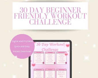 Reto de entrenamiento para principiantes de 30 días, plan de fitness para hacer en casa (descarga digital)