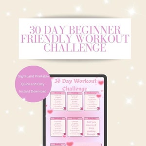 30 Day Workout Challenge beginner friendly, monthly workout routine, At Home Workout plan, cardio workout routine, Digital Workout Planner