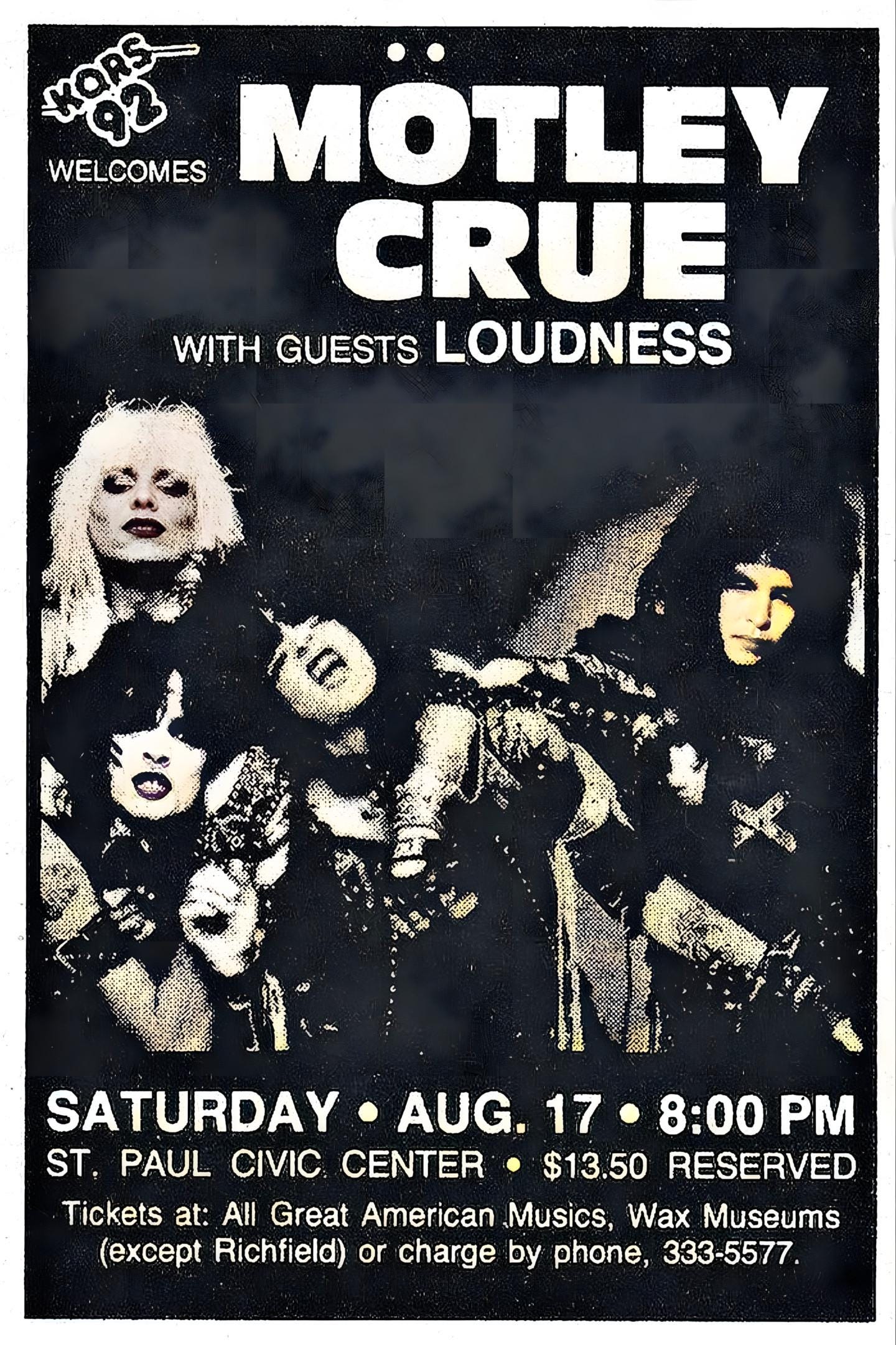 Discover Vintage Motley Crue Concert Poster 1985 Vertical Wall Art Retro Music Decor for Fans