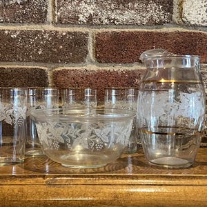 Pichet, gobelets et bol Bartlett Collins vintage, années 40