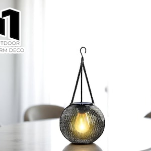Solar Hanging Lantern Lamp | Automatic On/Off Sensor Light | Outdoor Patio & Garden Decor | Rustic Waterproof Yard Lighting