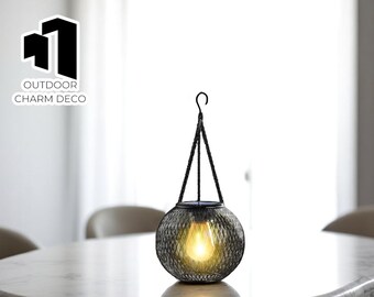 Lampe lanterne solaire suspendue | Lampe à capteur marche/arrêt automatique | Décoration extérieure pour terrasse et jardin | Éclairage de jardin rustique et imperméable