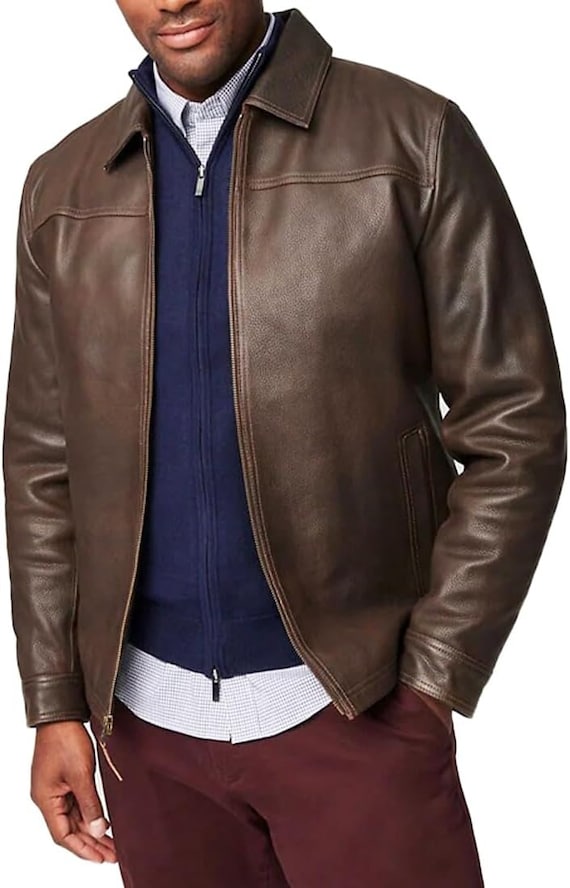 Handmade Isaac & David Chicago Men's Biker Leather Jacket 