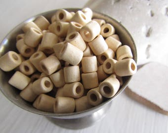 ceramic tube beads, cream  beige tone , matte opaque , small spacer, greek ceramic  5mm x 5mm to 6mm, with  2mm hole ( 50 beads ) 7as5m-1023