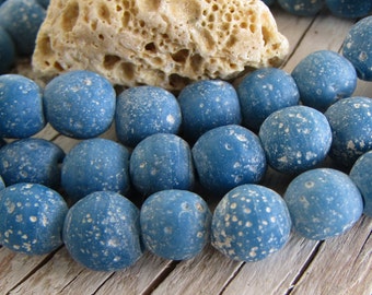 10mm sea glass beads from Ghana 2mm drilled hole irregular round shape 53 beads,