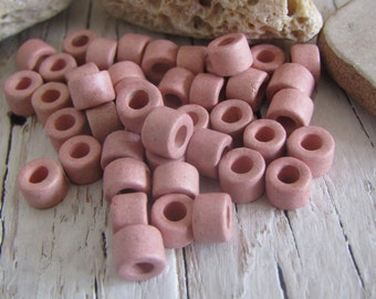 pink rose ceramic rondelle beads, matte opaque , small spacer discs washers, 6mm x 4mm, with  2.5mm hole ( 50 beads ) 23Ay-rm-1044