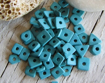 Ceramic chip beads, blue green turquoise   , small spacer mix shape, 4.5 to 9mm  (10 grams, approx 80 beads ) 22aymr1-406