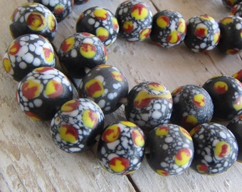 Lampwork Round Glass beads,  opaque speckled pattern , java indonesia  11mm to 12mm dia (8 beads) 22ab6-3A