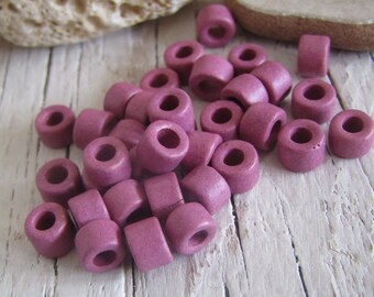 Mauve ceramic rondelle beads, matte opaque , small spacer discs washers, 6mm x 4mm, with  2.5mm hole ( 50 beads ) 23Ay-rm-1050