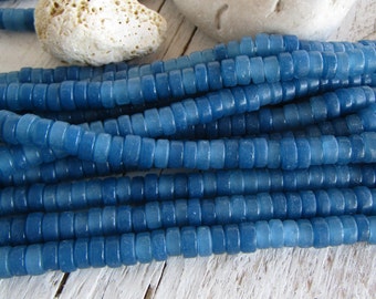 Lampwork rondelle glass beads, blue, disc Spacer Indonesian 7mm to 8mm dia (20 inches) 21ab26-10