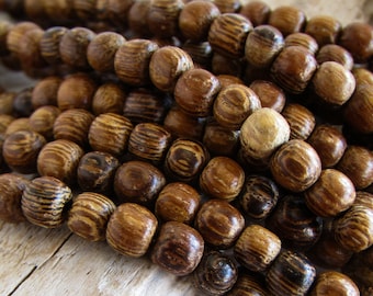 Robles brown round wood beads,  finished,  small spacer  4mm to 4.5mm  diameter ( 30 inches strand) 20ab33-b