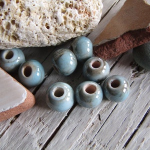 Ceramic beads , blue brown , enamel marble glossy, greek beads 9 to 10mm dia , 3mm hole 8 beads 22ay-bgs-187 image 8