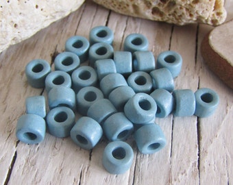 blue ceramic rondelle beads , matte  spacer discs washers, 6mm x 4mm, with  2.5mm hole ( 50 beads ) 23ay-rm-1058