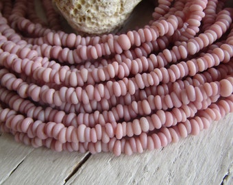 Mini tiny pink rondelle lampwork glass beads, delicat, Indonesian ethnic 1 to 1.5 x 3mm (22 inches strand ) 23ab1-10