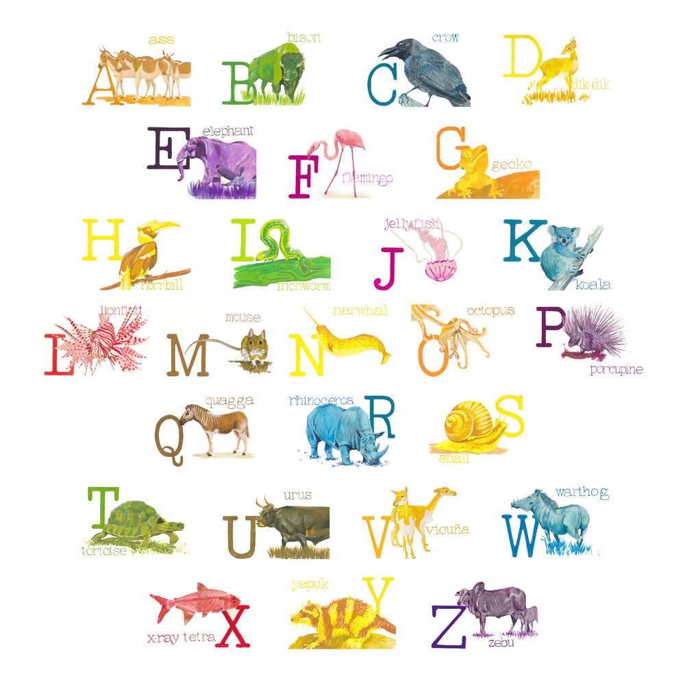 Monochromatic Alphabet Poster | Etsy