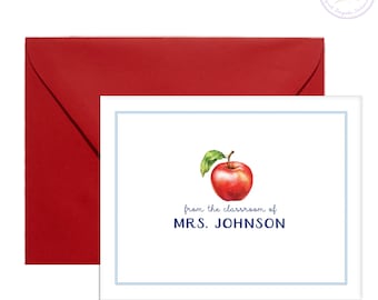 Teacher Stationery, Apple Stationary, Teacher Appreciation Gifts, Teacher Notecards, Personalized Stationery, Personalized Teacher Notes