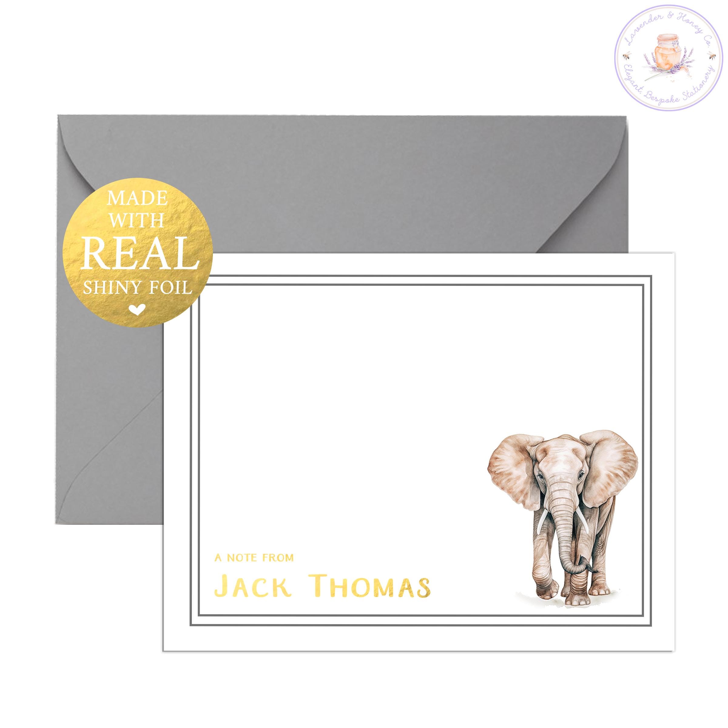 Elephant Stationery, Elephant Thank You Cards, Foil Stationery Gift ...