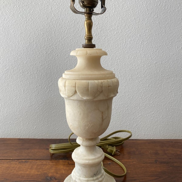 1940's Alabaster Table Lamp Urn Shape with Scalloped Detailing