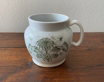 On Sale-Antique Transferware Aesthetic Movement Shaving Mug Ironstone Green Palm Tree Banana Leaf Motif 15% off