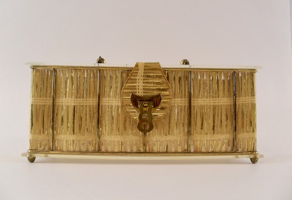 Lucite Purse by Dorset Rex Clear with Gold Accents