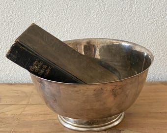 Vintage Larger Silver Plate Revere -ware Style Bowl with Foot