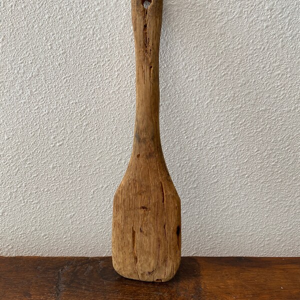 Antique Primitive Hand Carved Wooden Spoon Spatula