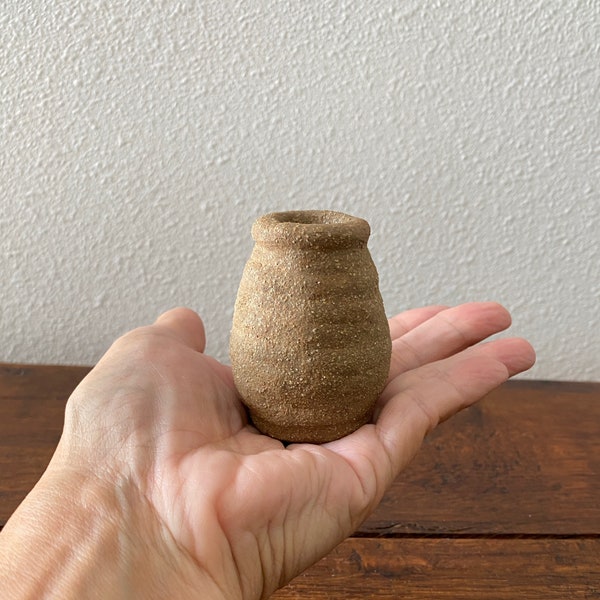 Tiny Studio Pottery Pot in Beige Natural Tones Match Holder