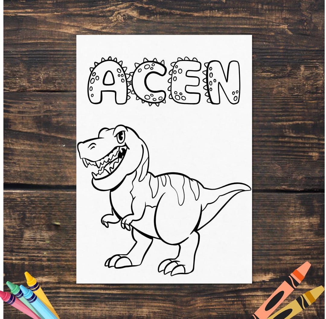 Personalized Dinosaur Coloring Page - Custom Name Coloring Sheet for ...