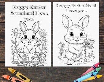 Ostern Malseiten für Oma Mama Tante von Kinder, süßes Häschen Ostergeschenk von Kind, druckbare Oster-Aktivität für Kinder