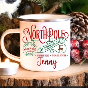 North pole hot cocoa mug, personalized Christmas hot cocoa mug, personalized hot cocoa mug, Christmas hot cocoa mug, Christmas cocoa mug