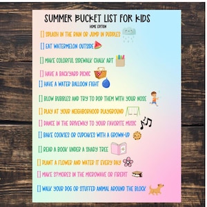 Printable Summer Bucket List for Kids • Neighborhood Activities • Digital Coloring Page • Fun Summer Checklist
