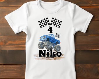 Boys Monster Truck Birthday Shirt • Personalized Monster Truck Birthday Tee • Family Matching Birthday Shirts • Kids Party Outfit