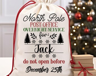 Personalized santa sack for kids custom gift bag for kids christmas santa sack holiday custom santa bag north pole gift bag santa express